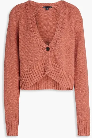 James Perse Cropped cotton and linen-blend cardigan - Pink