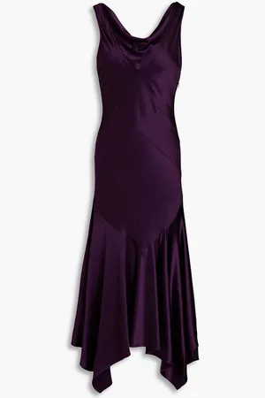 Nicholas Asymmetric draped satin midi dress - Purple