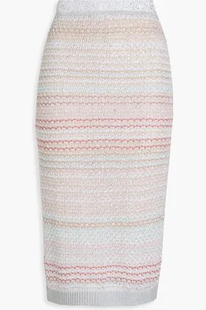 Missoni Sequin-embellished crochet-knit pencil skirt - Metallic