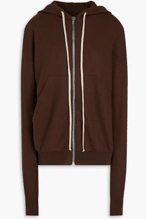 Rick Owens Cashmere zip-up hoodie - Brown