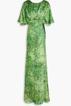 SALONI Winona printed silk-satin maxi dress