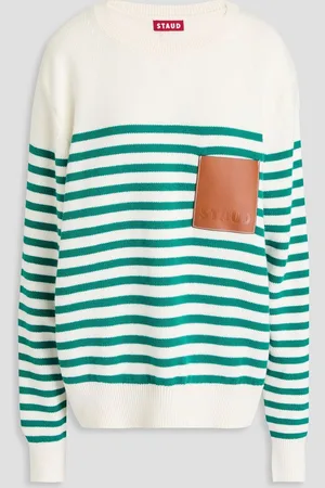 Staud Striped wool and cotton-blend sweater - White