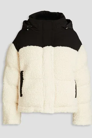 Maje Quilted faux shearling hooded jacket - White