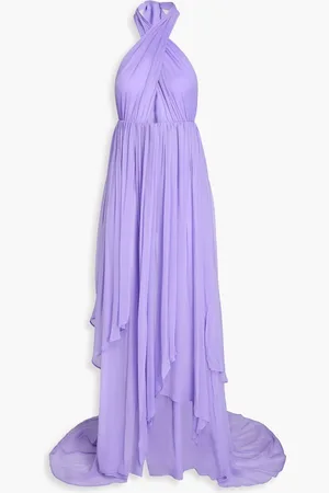 Retrofete Ina cutout silk-chiffon halterneck maxi dress - Purple