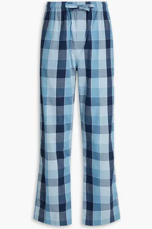 DEREK ROSE Checked cotton-flannel pajama pants - Blue
