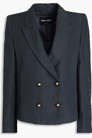 Giorgio Armani Double-breasted linen blazer - Blue