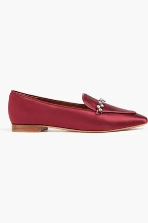 MALONE SOULIERS Bruna 103 crystal-embellished satin loafers