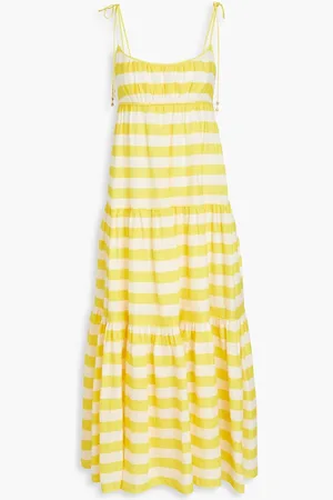 ZIMMERMANN Tiered striped cotton maxi dress