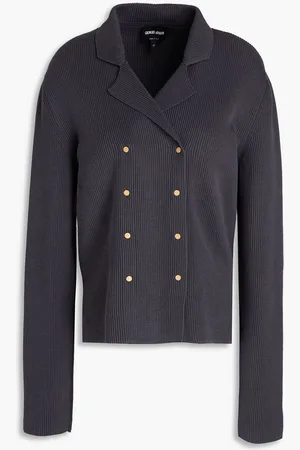 Giorgio Armani Ribbed cotton and cashmere-blend cardigan - Gray