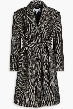 Ganni Herringbone twill coat