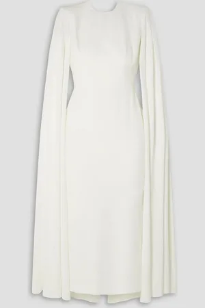 ALEX PERRY Kennedy cape-effect satin-crepe midi dress - White
