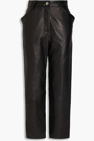 IRO Cropped leather straight-leg pants