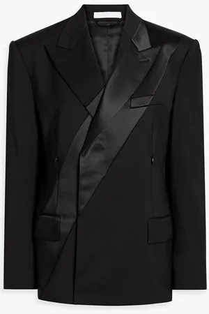 Helmut Lang Double-breasted satin and wool blazer