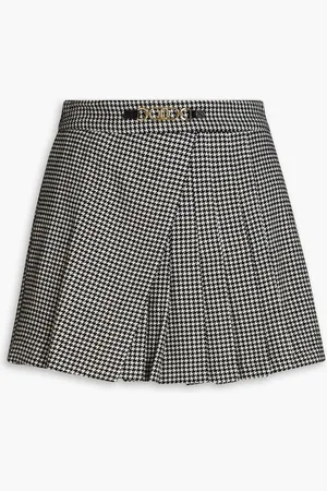 Maje Skirt-effect houndstooth wool-blend tweed shorts