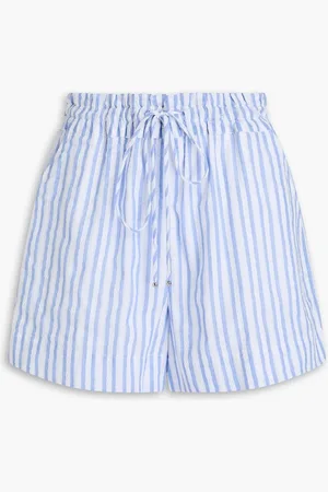 VERONICA BEARD Tijana striped cotton-jacquard shorts - Blue
