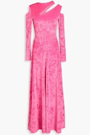 Ganni Cutout stretch-velvet maxi dress