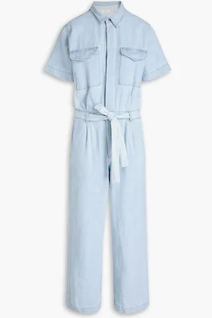 RAG&BONE Belted pleated denim jumpsuit - Blue