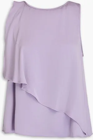 Emporio Armani Draped silk-blend crepe top - Purple