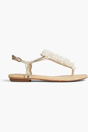 Sam Edelman Beaded metallic faux leather sandals - Metallic