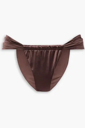 GOOD AMERICAN Bali stretch-satin bikini briefs - Brown