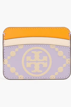 Tory Burch Logo-print leather cardholder - Purple