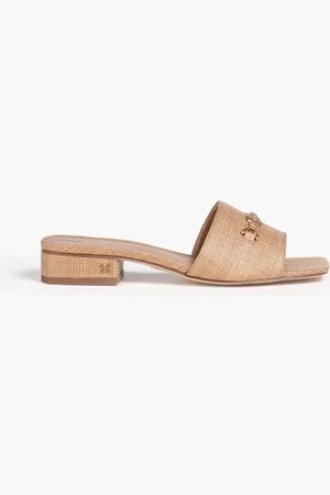 Sam Edelman Embellished faux raffia mules - Neutral