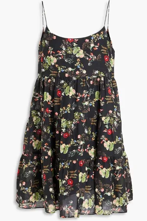 ALICE+OLIVIA Alice Olivia - Gathered floral-print cotton-voile mini dress