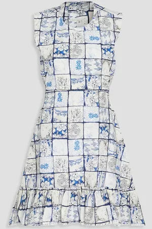 Agua by Agua Bendita Sucre Porcelana cutout floral-print cotton mini dress - White