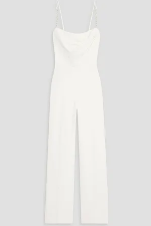 Halston Heritage Brea chain-embellished stretch-crepe wide-leg jumpsuit