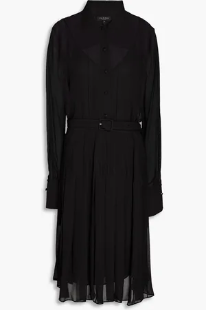 RAG&BONE Shane belted pleated chiffon midi shirt dress