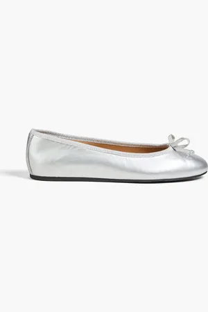 Salvatore Ferragamo Bow-detailed metallic leather ballet flats - Metallic