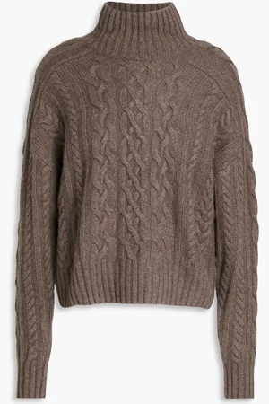 AUTUMN CASHMERE Cropped cable-knit turtleneck sweater - Neutral