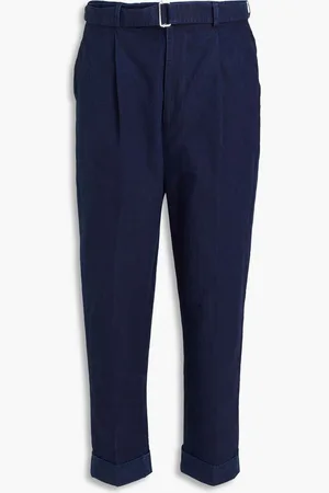 OFFICINE GENERALE Tapered belted cotton chinos - Blue