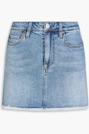 ALICE+OLIVIA Alice Olivia - Laika crystal-embellished denim mini skirt - Blue