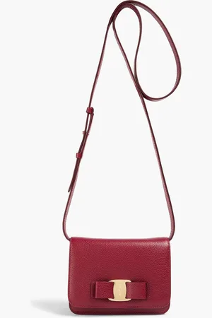 Salvatore Ferragamo Vara pebbled-leather cross-body bag - Burgundy