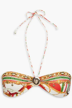 Camilla Embellished printed bandeau bikini top
