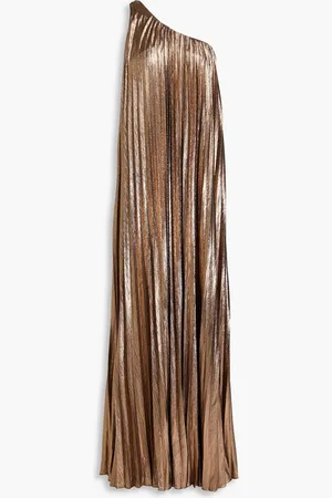Retrofete Kensley one-shoulder pleated lamé gown - Metallic