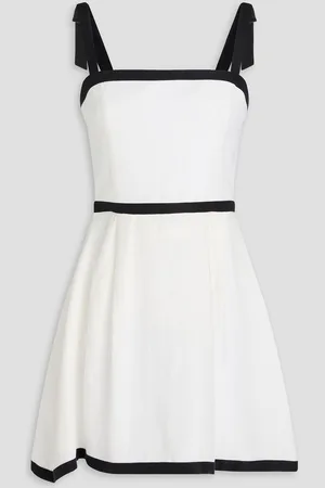 ALICE+OLIVIA Alice Olivia - Eloisa bow-detailed linen and cupro-blend mini dress - White