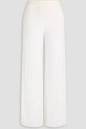 Missoni Crochet-knit wool-blend wide-leg pants - White