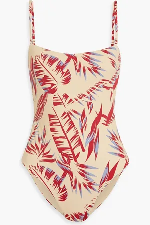 ONIA Estelle cutout printed swimsuit - Neutral