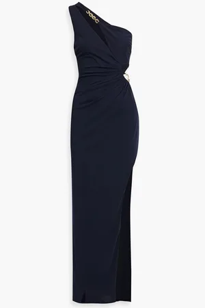 Nicholas One-shoulder ruched cutout jersey gown - Purple