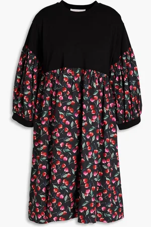 See by Chloé Jersey-paneled printed stretch cotton-poplin mini dress