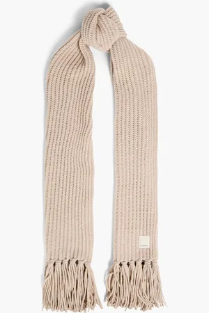 Emporio Armani Fringed wool-blend scarf - Neutral