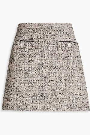 Maje Metallic bouclé-tweed mini skirt - Pink