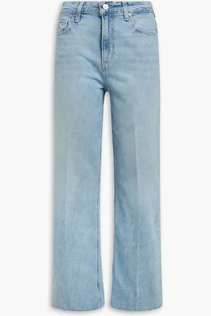 Paige Leenah distressed high-rise wide-leg jeans - Blue