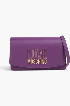 Moschino Faux textured leather cross-body bag - Purple