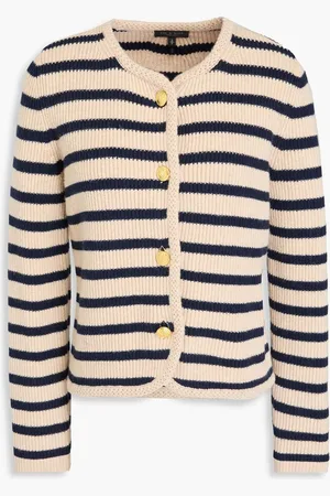 RAG&BONE Nancy striped ribbed merino wool-blend cardigan - Neutral