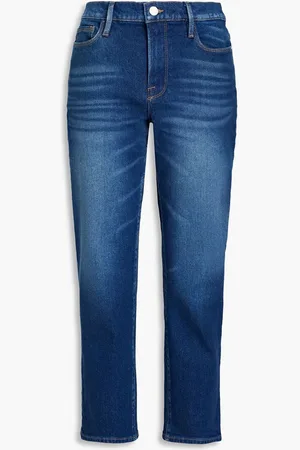 Frame Le Nouveau cropped mid-rise straight-leg jeans - Blue