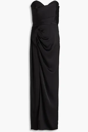 Nicholas Strapless wrap-effect satin maxi dress
