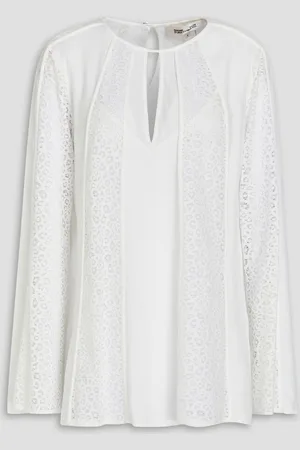 Diane von Furstenberg Agamemnon corded lace and crepe blouse - White